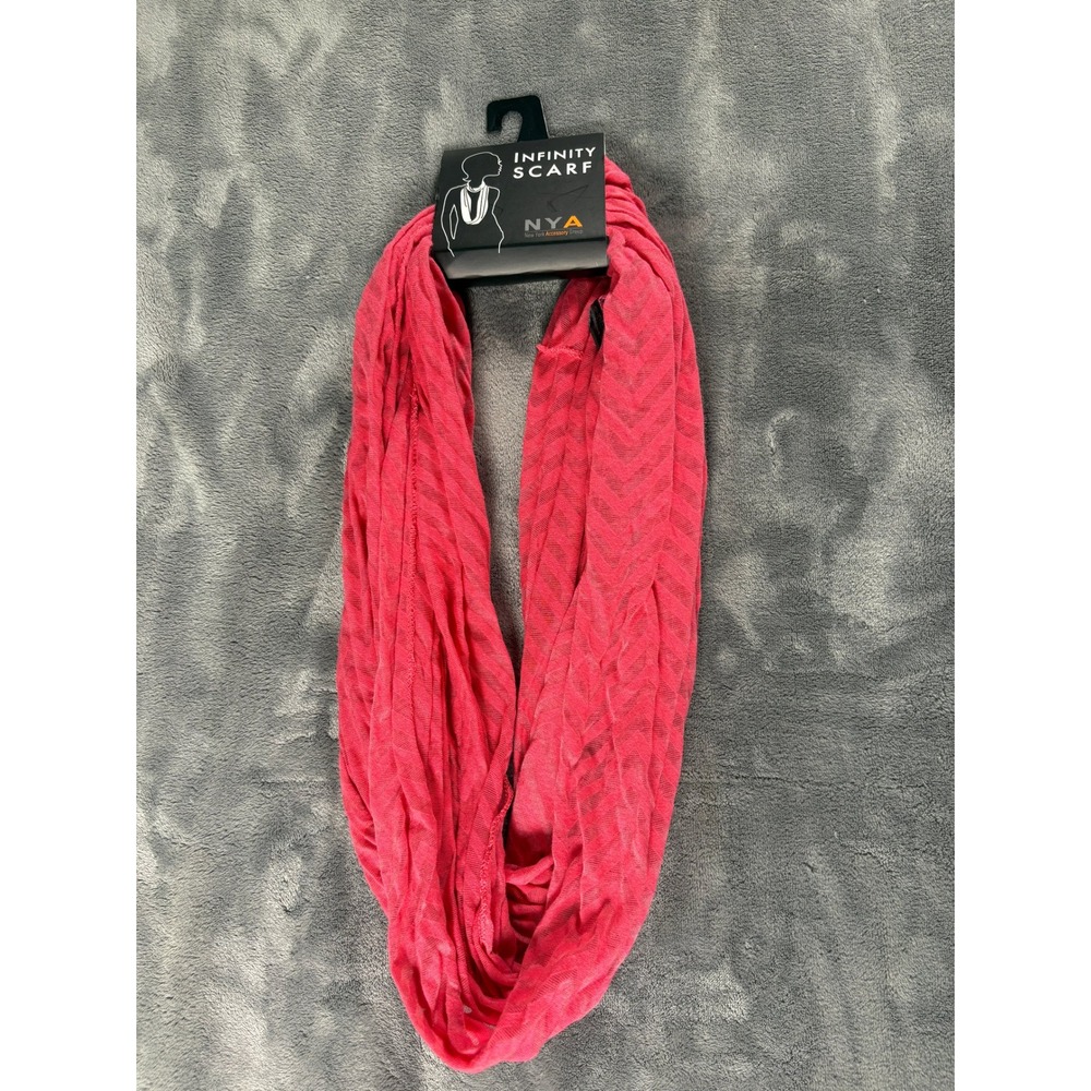 NYA Women Infinity Scarf One Size Coral Pink Chevron Burnout Lightweight Loop